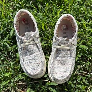 Hey Dude Cream Sneakers Comfortable Casual Shoes